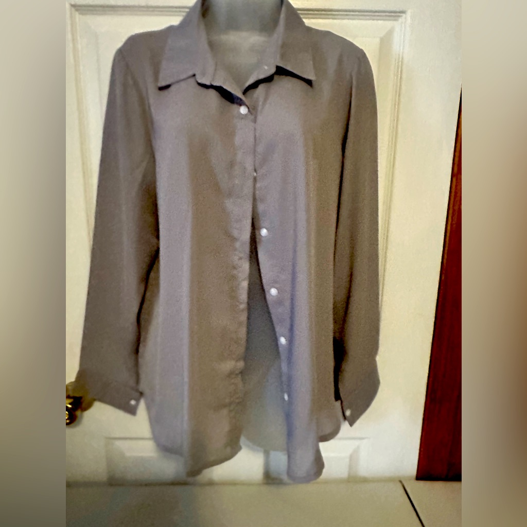 Gray Button-Down Blouse